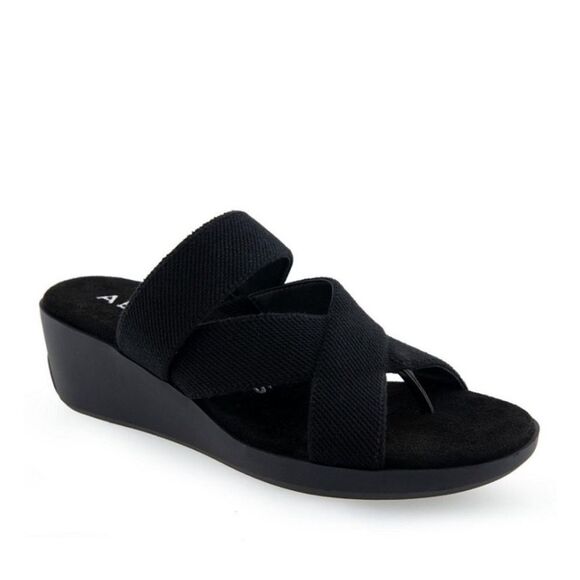 Aerosoles Ilona Women's Black Wedge Thong Sandals - Picture 1 of 7